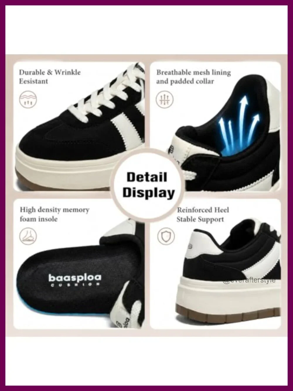 Women's Platform Fashion Sneakers Lightweight Tennis Shoes Faux Leather Oxford
